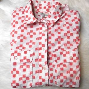 Madewell Red Print Long Sleeve Top Size Small